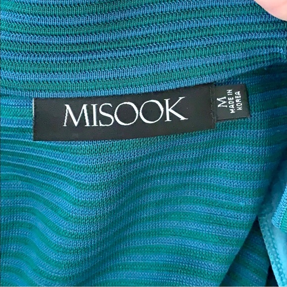 Designer MISOOK Striped Green and Blue Jacket with Decorative Buttons - Picture 4 of 11